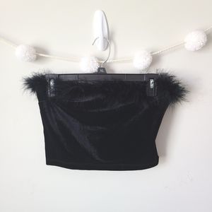 Forever 21 Black Velvet Tube Top Size Large